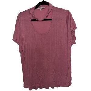 Plus Size Blush Pink Keyhole Front Short Sleeve Pop Over Shirt Size Plus Size 3X